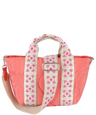 Quilted Nylon Top Handle Satchel LHU479 ROSEPINK